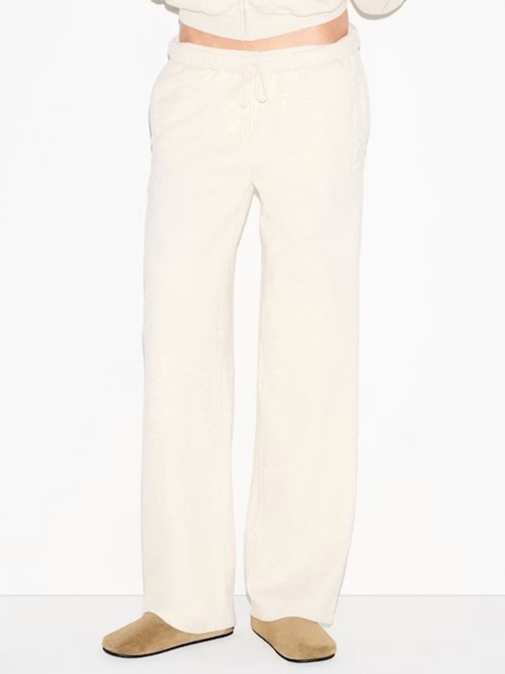 NEW! SKIMS Cotton Fleece Classic Straight-Leg Pants in Oatmeal Heather sz S - Picture 3 of 9